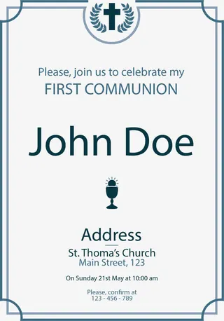 简约深蓝色邀请函边框免抠