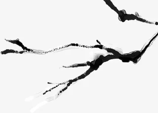 黑色墨迹树枝手绘免抠