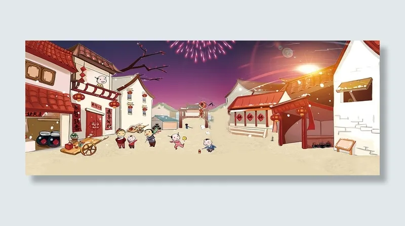 热闹春节卡通背景高清