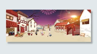 热闹春节卡通背景高清