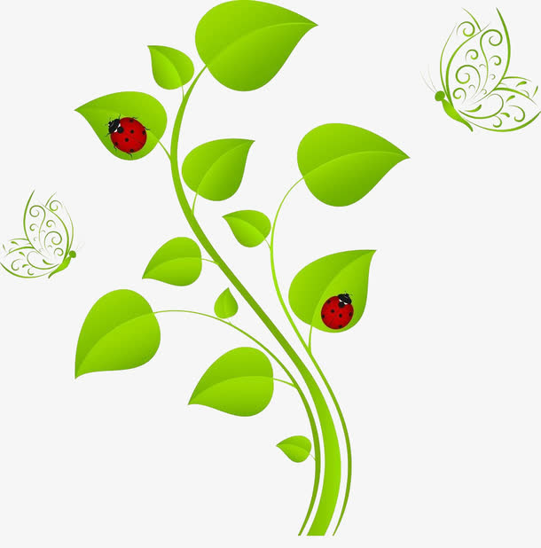 瓢虫绿叶藤蔓免抠