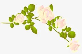 手绘粉红绿叶树枝免抠