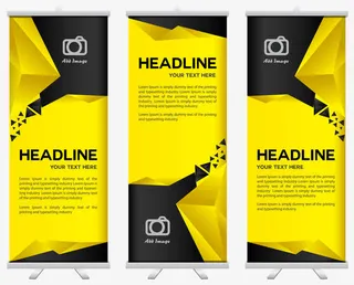 矢量黄黑色X展架免抠