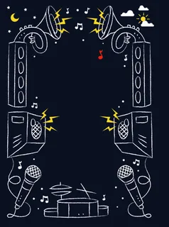 黑色线描乐器海报背景图高清