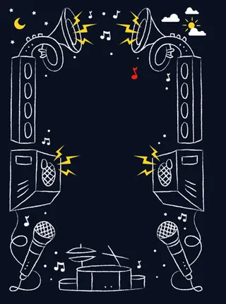 黑色线描乐器海报背景图高清