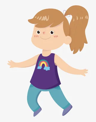 手绘健身的小女孩免抠