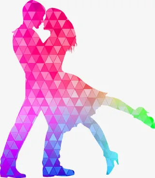 彩色拼接情侣海报背景七夕情人节