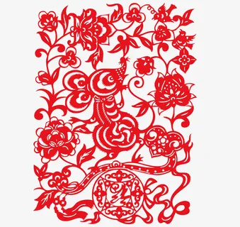 鼠年红色剪纸免抠