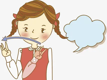 水彩比划手势的小女孩免抠