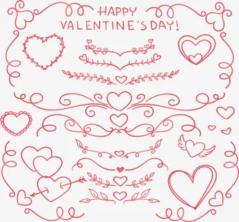 红色手绘欧式花藤免抠