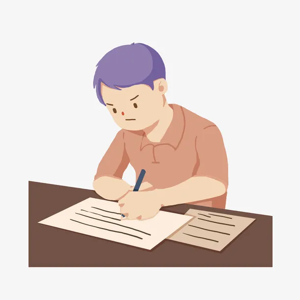扁平风认真学习插画瞥免抠