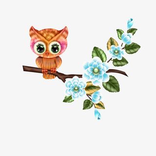花枝上的猫头鹰免抠
