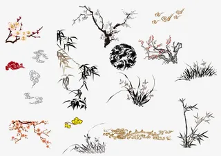 中国风素材手绘  传统元素免抠