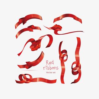 矢量红色丝带免抠