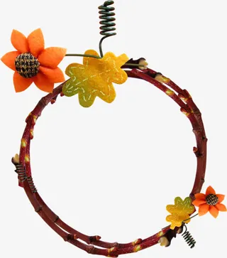 树枝花朵圆环相框免抠