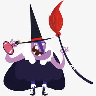 万圣节魔法卡通女巫免抠