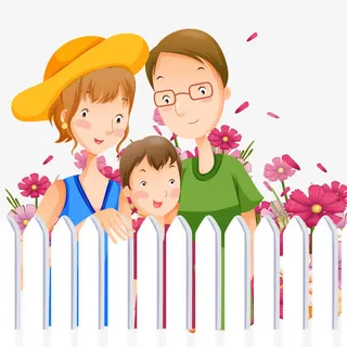 教师   一家子  春天免抠