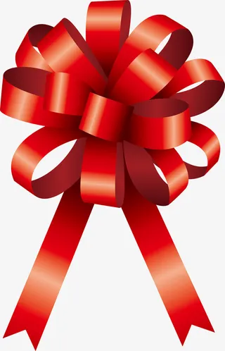 手绘红色丝带礼花免抠