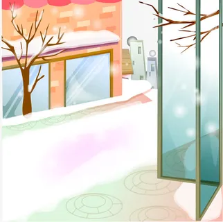 矢量城市雪景街道免抠