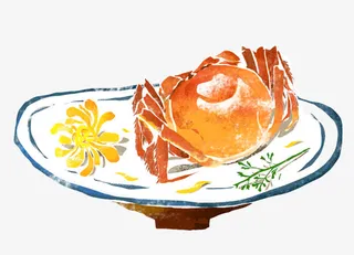 彩绘盘子里的大闸蟹免抠