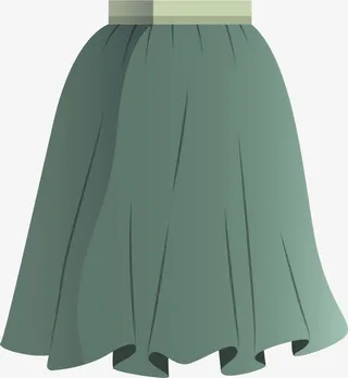 蓝灰色卡通布料百褶裙免抠