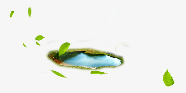 绿叶漂浮的湖免抠