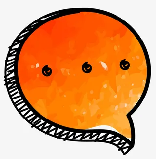 手绘桔色立体对话泡泡免抠