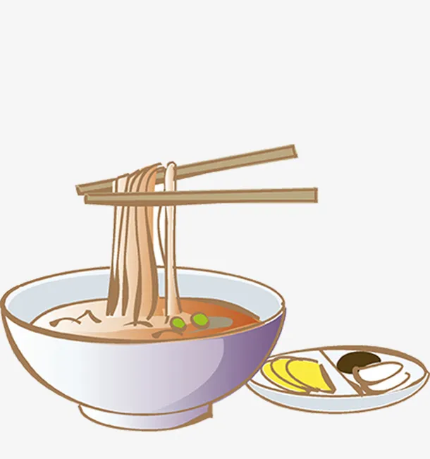 卡通手绘碗面米线免抠