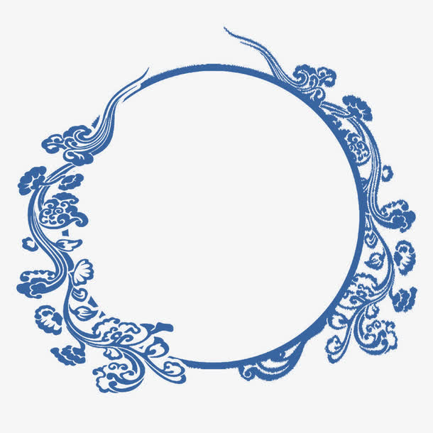 蓝色祥云圆环免抠