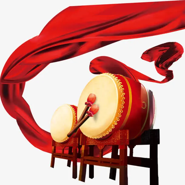 红色打鼓图免抠