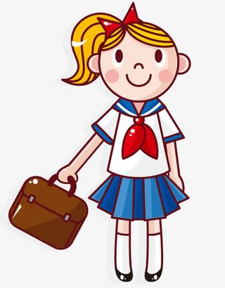 手绘女学生免抠