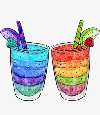 彩色手绘饮品免抠