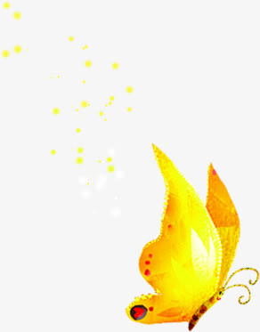 春天黄色光效蝴蝶免抠装饰动物元素