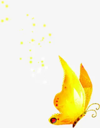 春天黄色光效蝴蝶免抠装饰动物元素