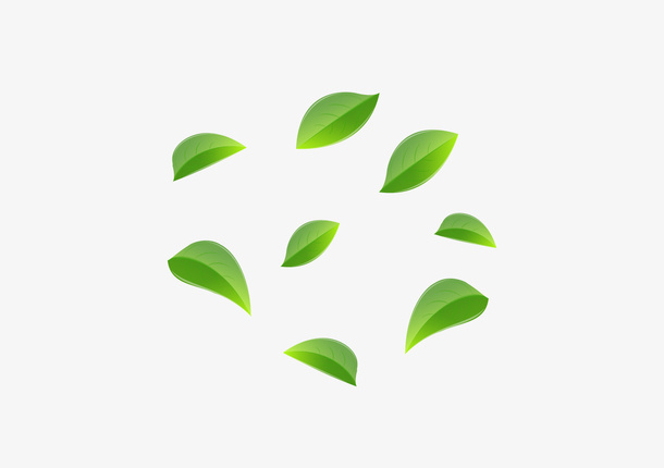 清新树叶环保绿叶春天田园雨水免抠漂浮叶子元素