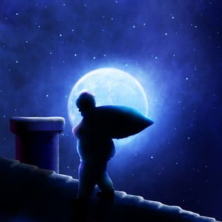 夜空下的圣诞老人免抠