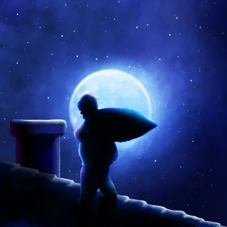 夜空下的圣诞老人免抠