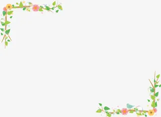 绿色春季花朵框架免抠