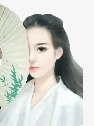 扇子遮面女子古风立绘免抠