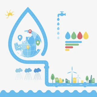 手绘地图水资源分析图免抠