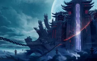 创意刀剑建筑月亮免抠