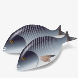 两条鱼3D食品PNG图标免抠