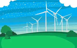 简约卡通扁平风车绿色能源公益宣传海报背景高清