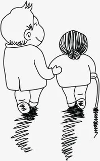 感恩孝心母子人物手绘免抠