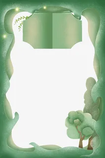 绿色植物外边框免抠