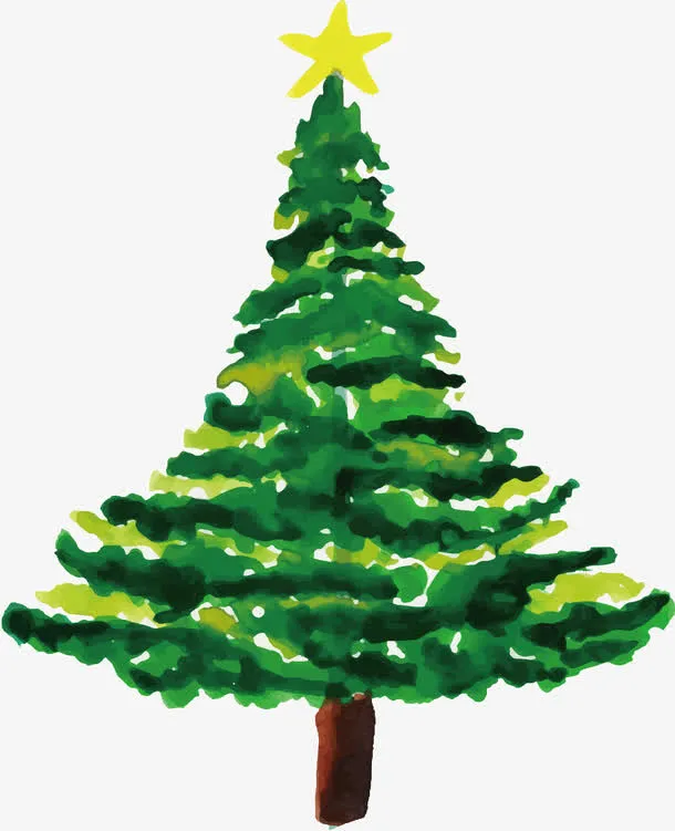 水彩圣诞树免抠