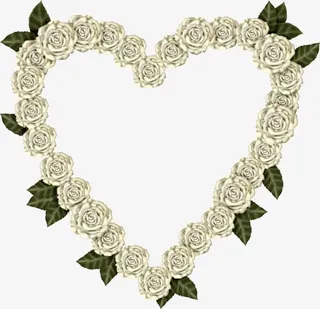 绿叶花朵爱心免抠