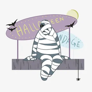 万圣节坐着的木乃伊免抠