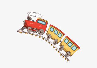 水彩卡通可爱小火车免抠