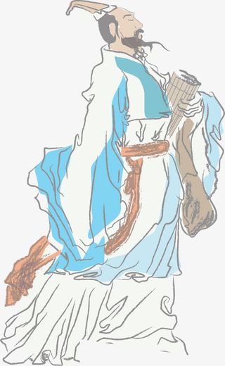 手绘中国风书画人物插图免抠